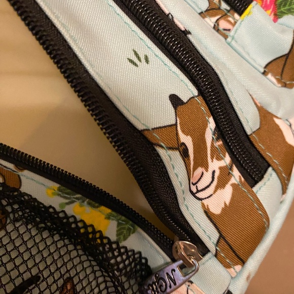 Light Blue Goat Lamb Flowers Print Sling Backpack - Picture 6 of 7